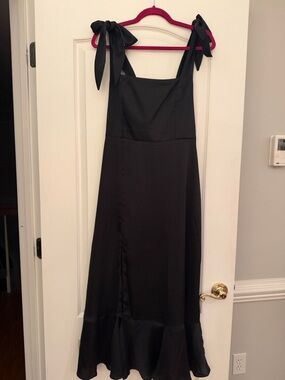 Show Me Your MuMu Black Midi Dress with Tie Straps